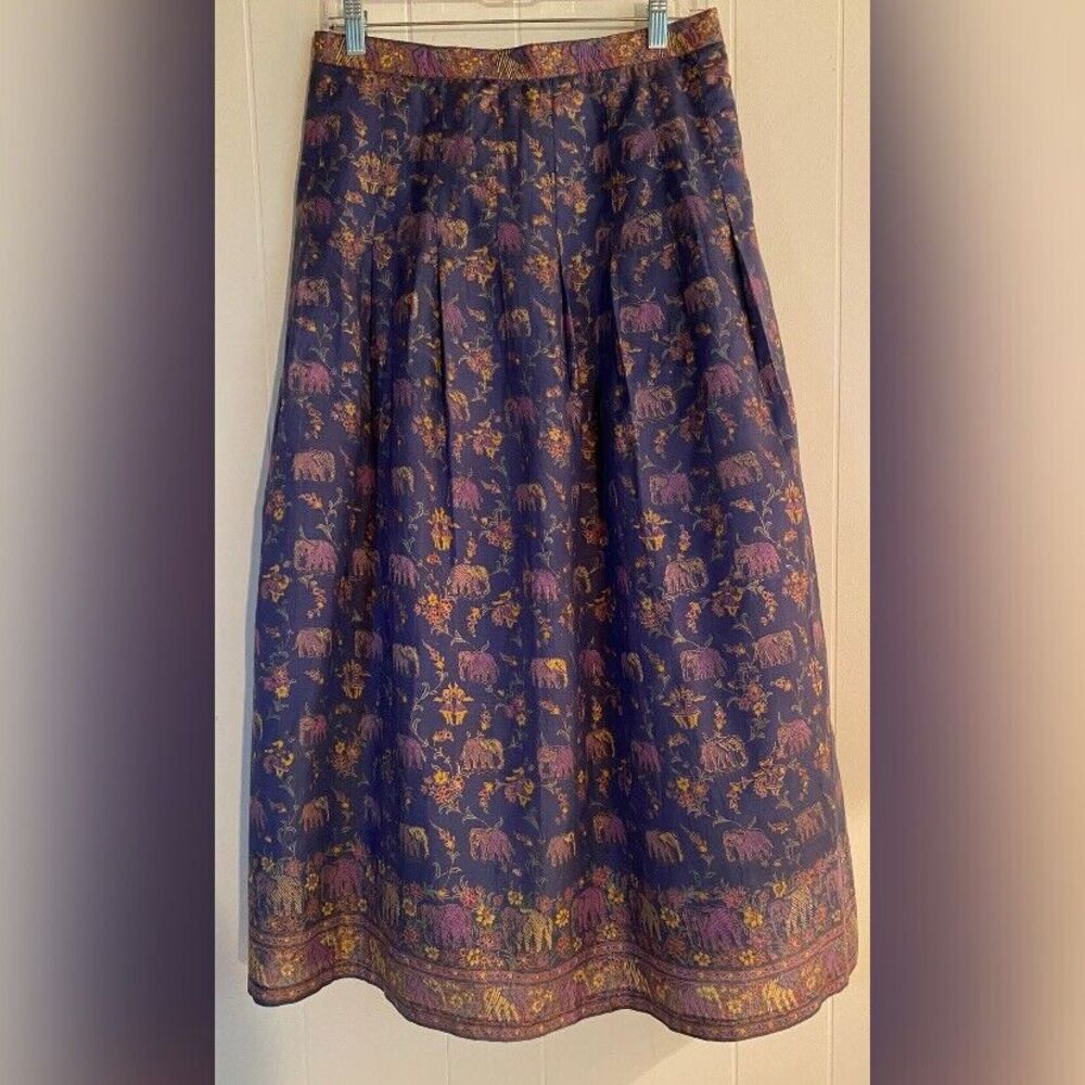 Skirt Women’s Small Blue Maxi Giraffes Girls Flowers Cotton Blend Bohemian